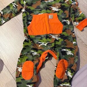 Carhartt Kids Camo Footie - Green and Orange